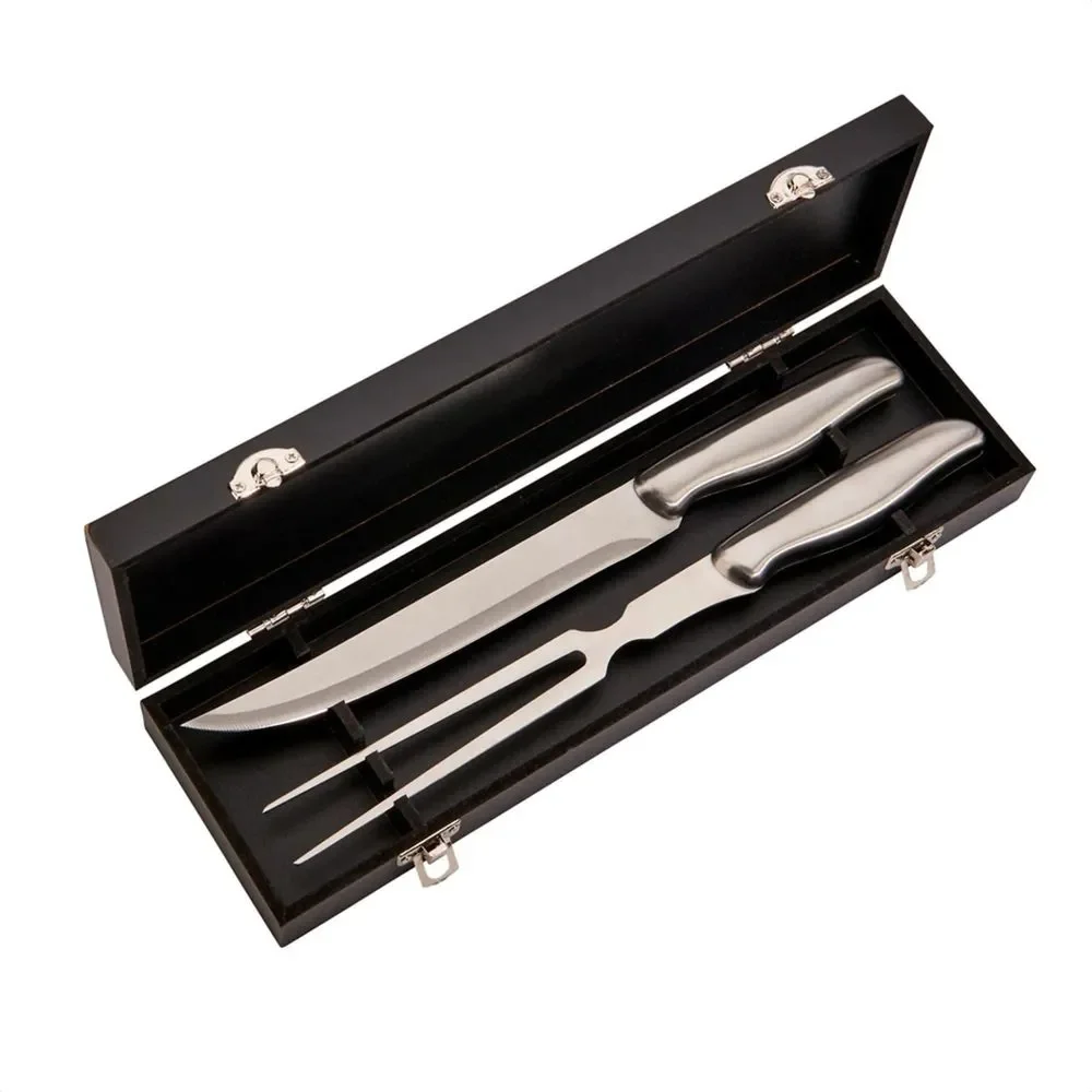Personalized 2 Piece Carving Knife Set In Wood Black Gift Box Custom Engraving - Picture 1 of 3